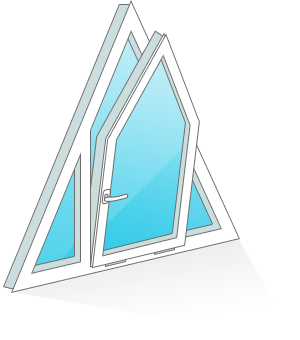 Фрамужные откидные треугольные окна